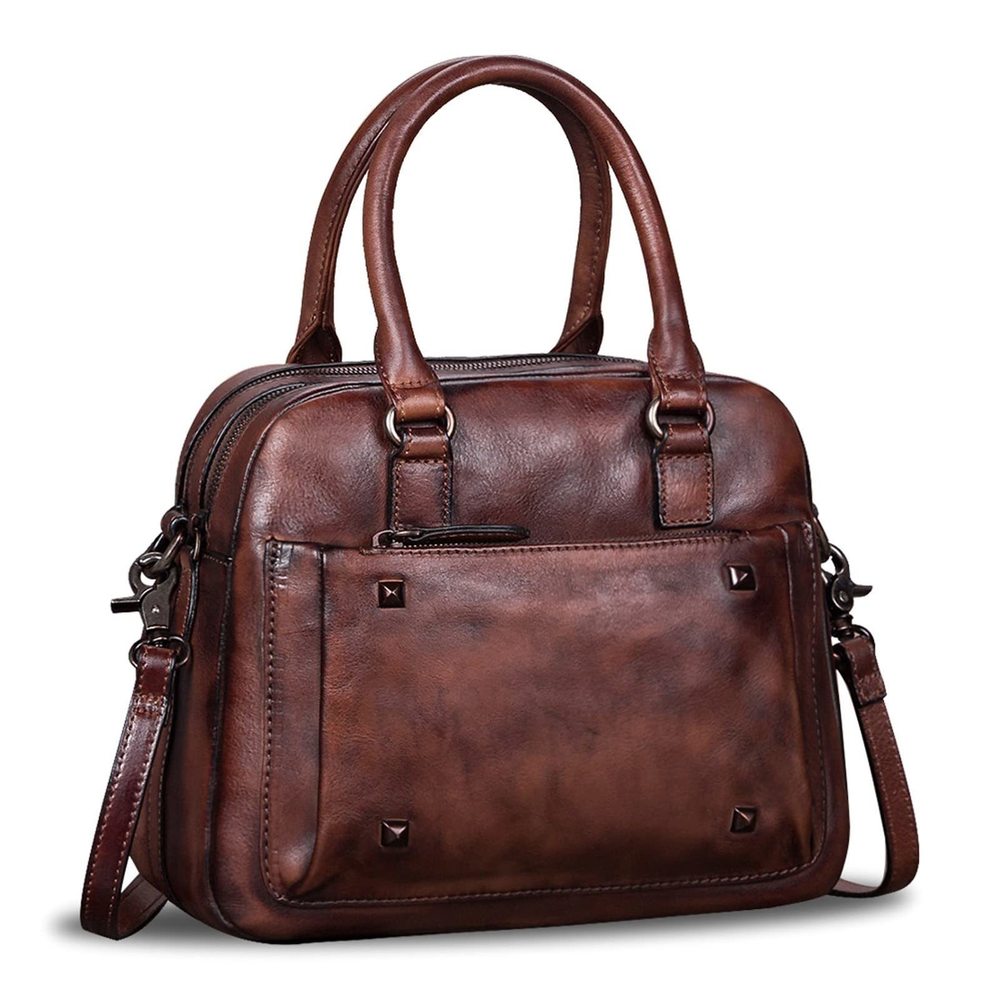 Genuine Leather Satchels Top Handle Bags Handmade Vintage Crossbody O_O